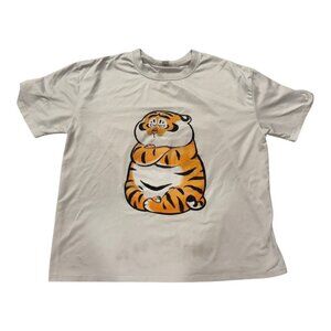Trend Shirt Mens XL Cartoon Tiger Graphic Tee Funny Animal Oversized Casual